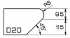 Model D20  d.120 mm. R=5 mm. positie 1